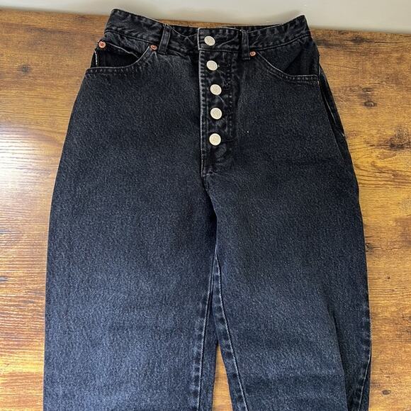 Vintage 90’s BONGO Black High Waisted Button Up Cotton Mom-Jeans - Picture 4 of 11